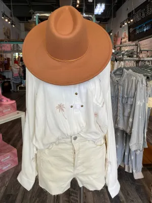 Cream Denim Shorts