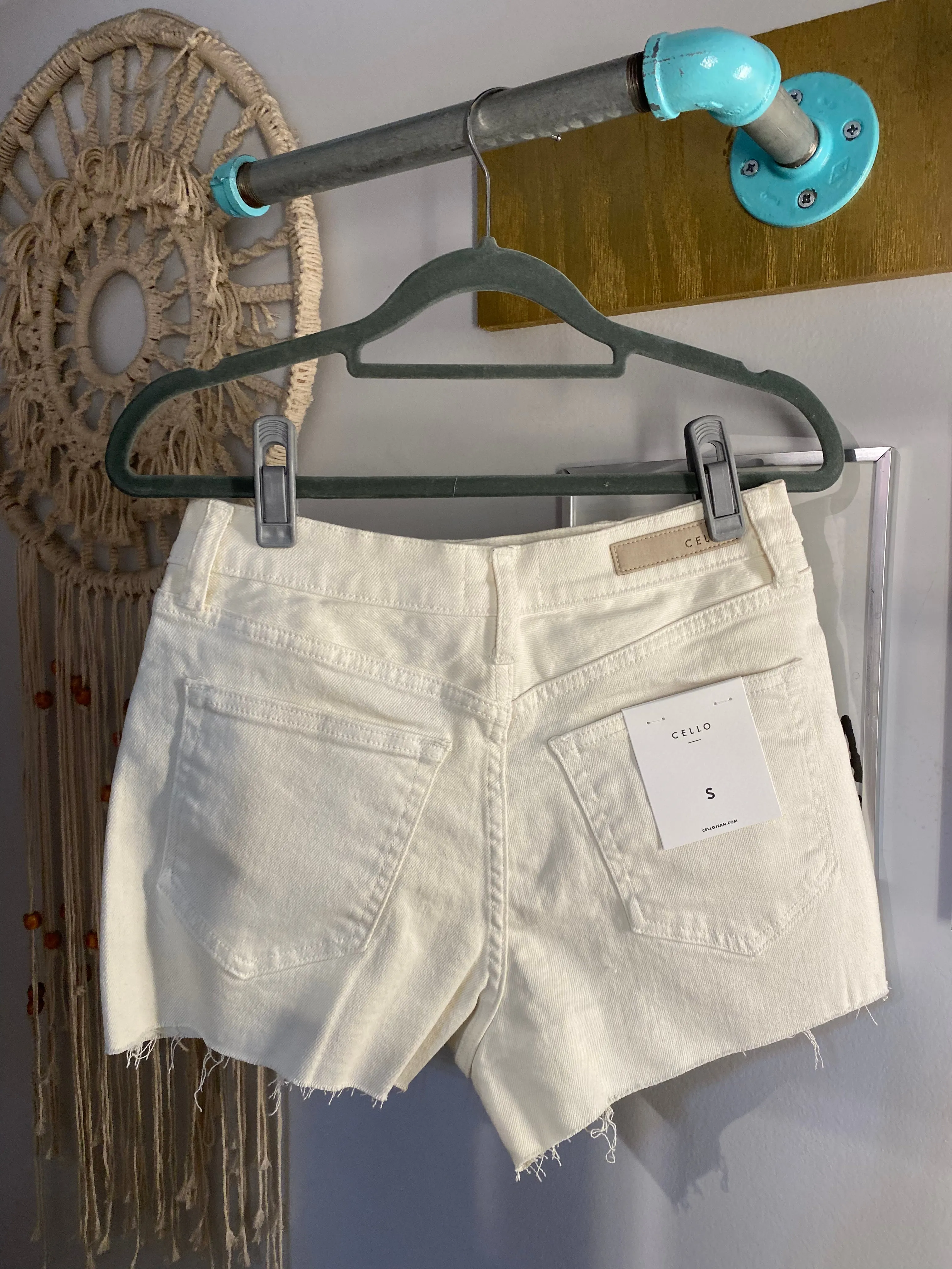 Cream Denim Shorts