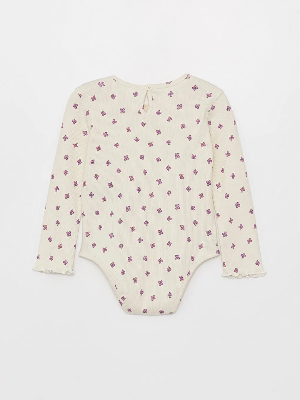 Crew Neck Long Sleeve Printed Baby Girl Snap-On Body