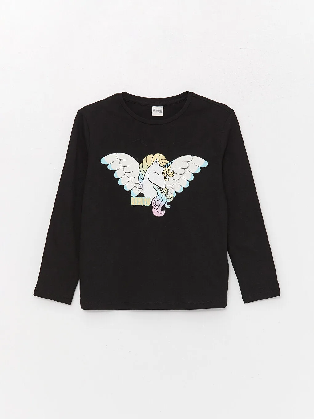 Crew Neck Printed Long Sleeve Girls T-Shirt