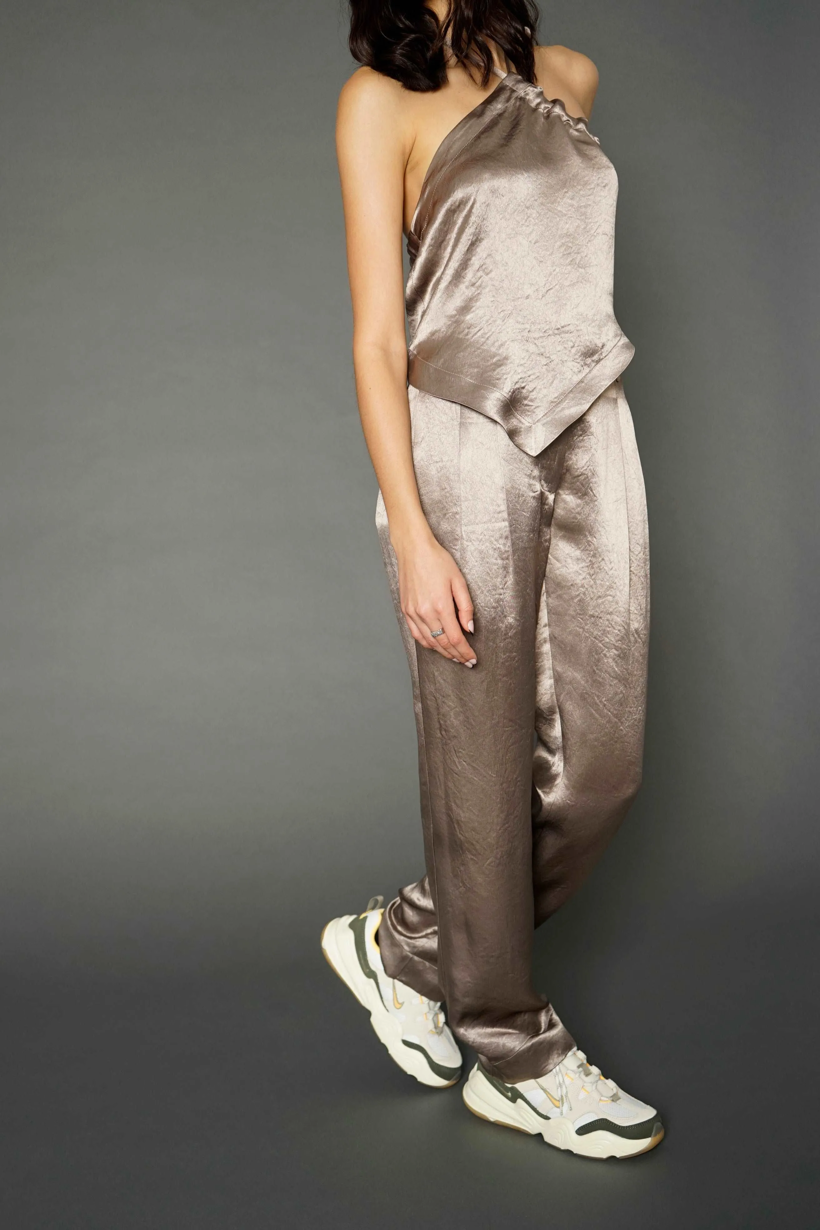 Dax Champagne Pleated Full Pants