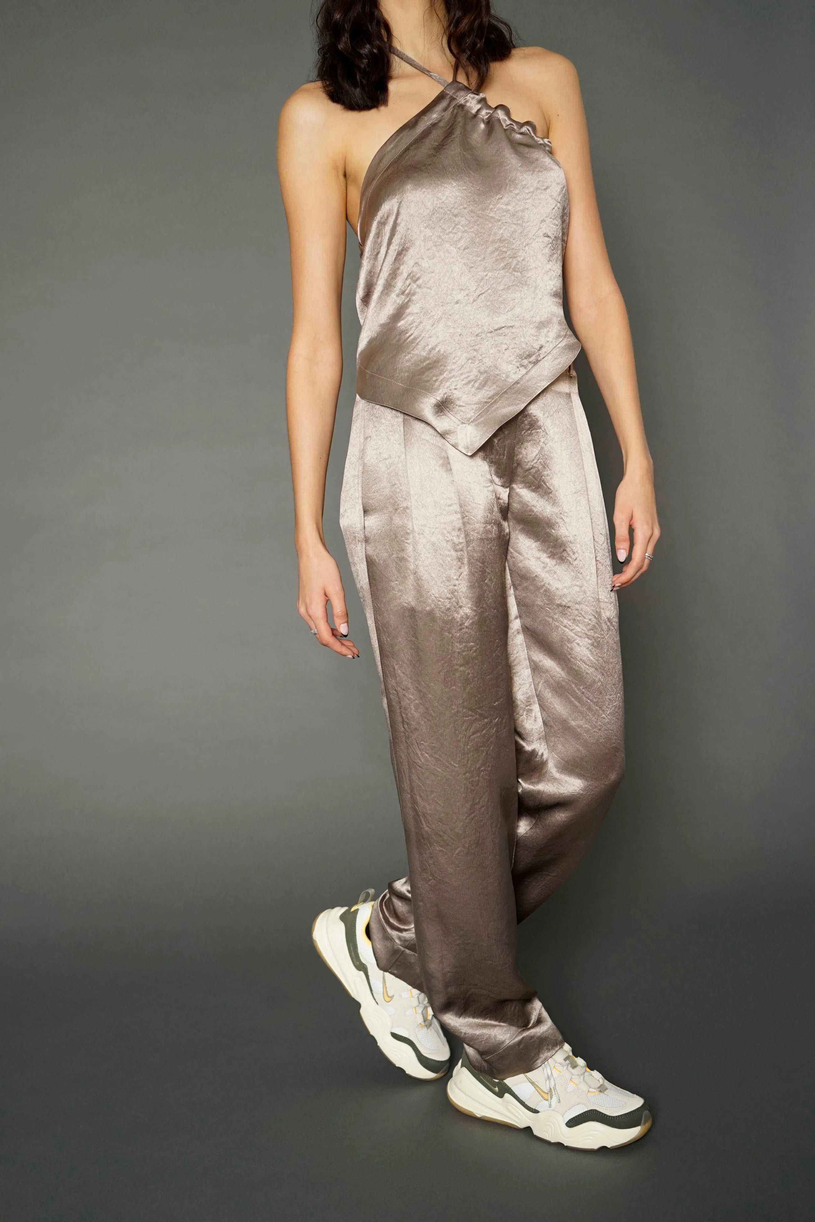 Dax Champagne Pleated Full Pants