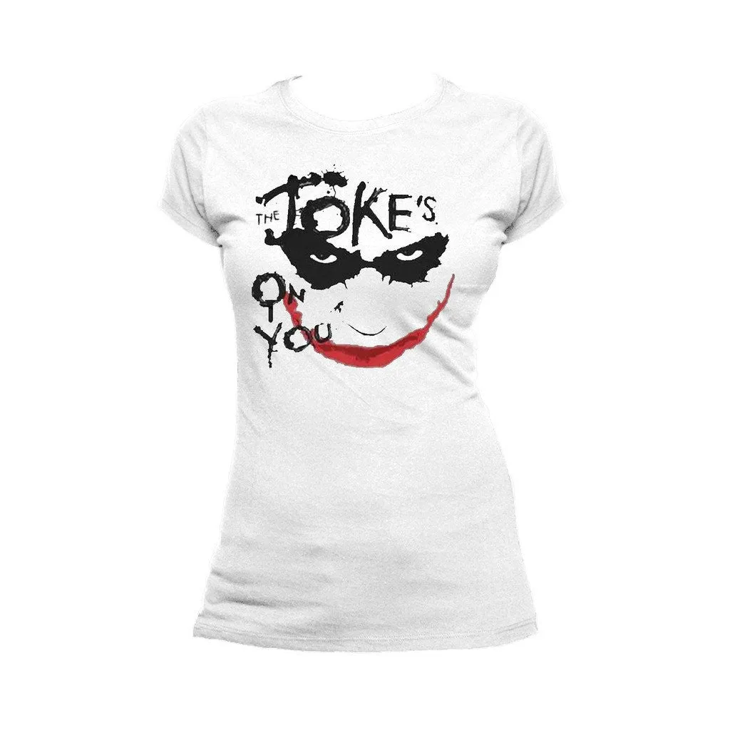 DC Batman Dark Knight Joker Stencil Official Women's T-shirt (White)