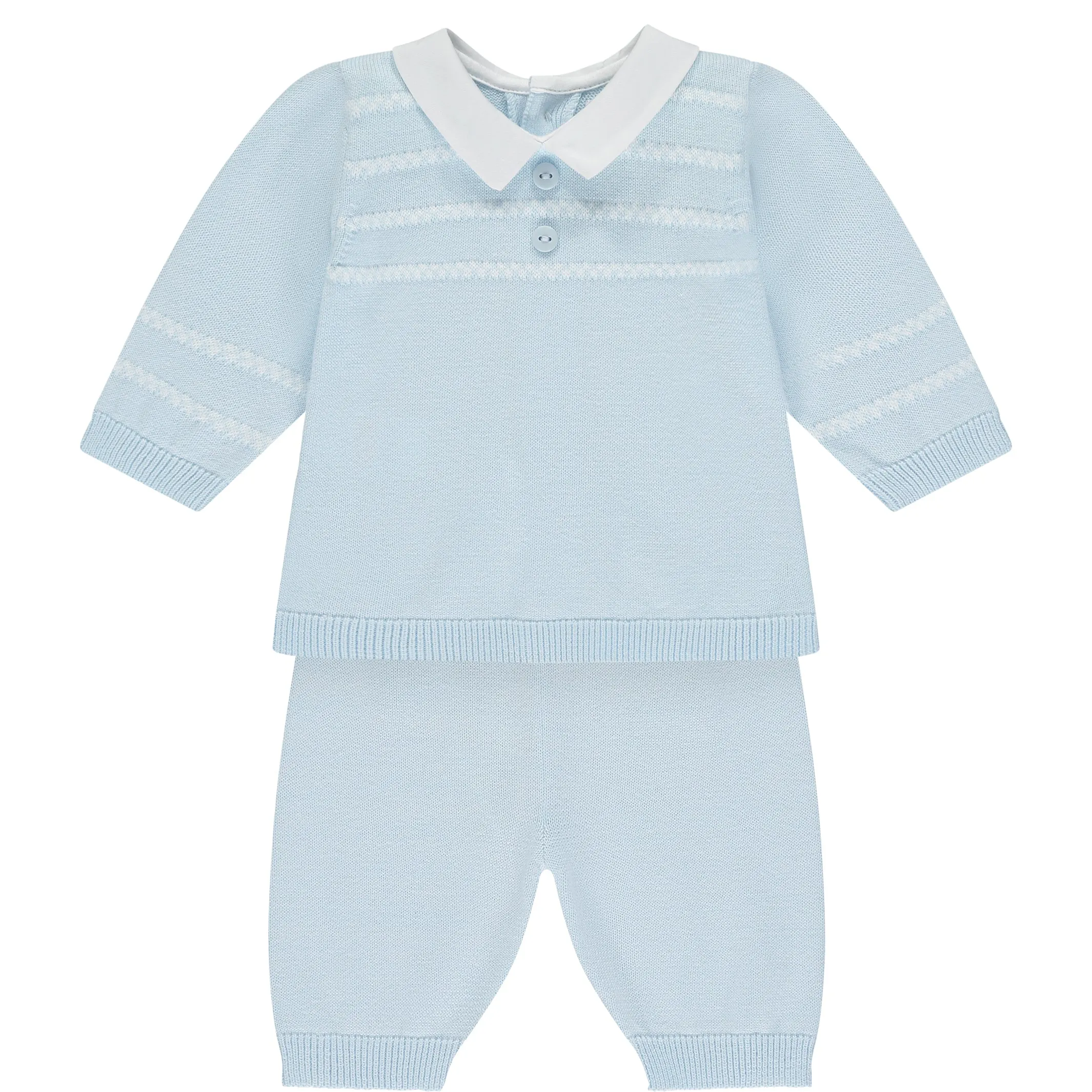 Declan Blue Knit Baby Boys Trouser Set with Hat