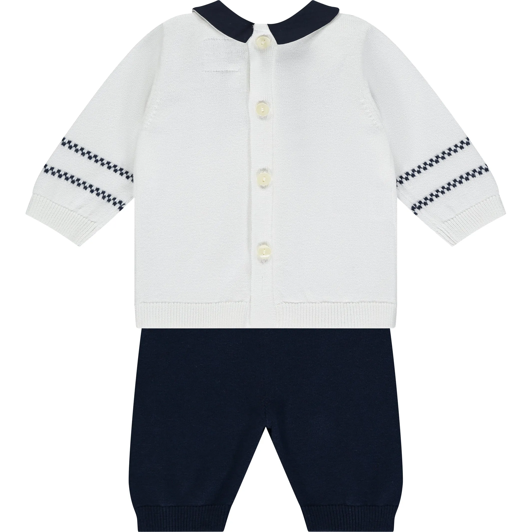 Declan Navy Knit Baby Boys Trouser Set with Hat
