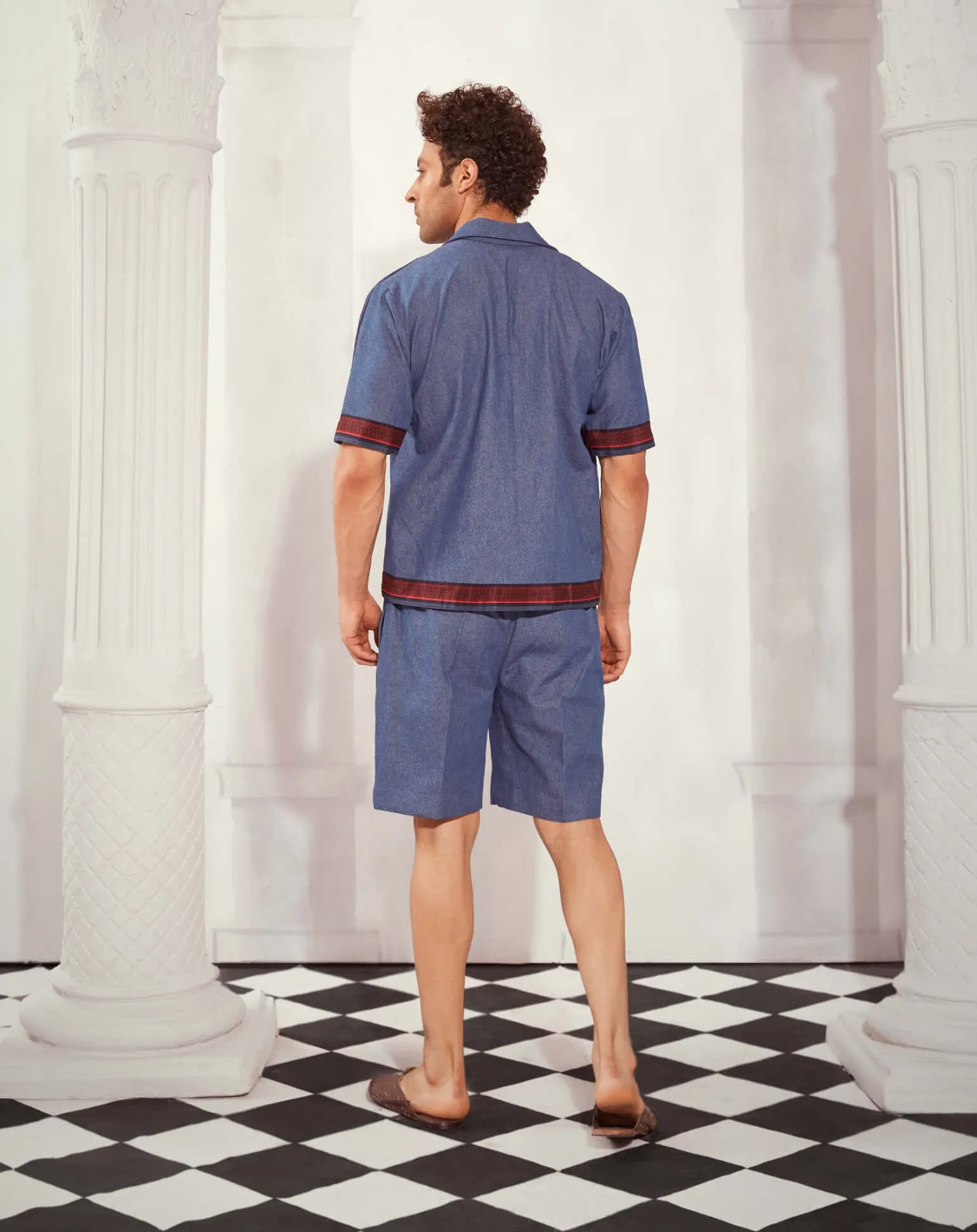 Denim blue shirt and shorts