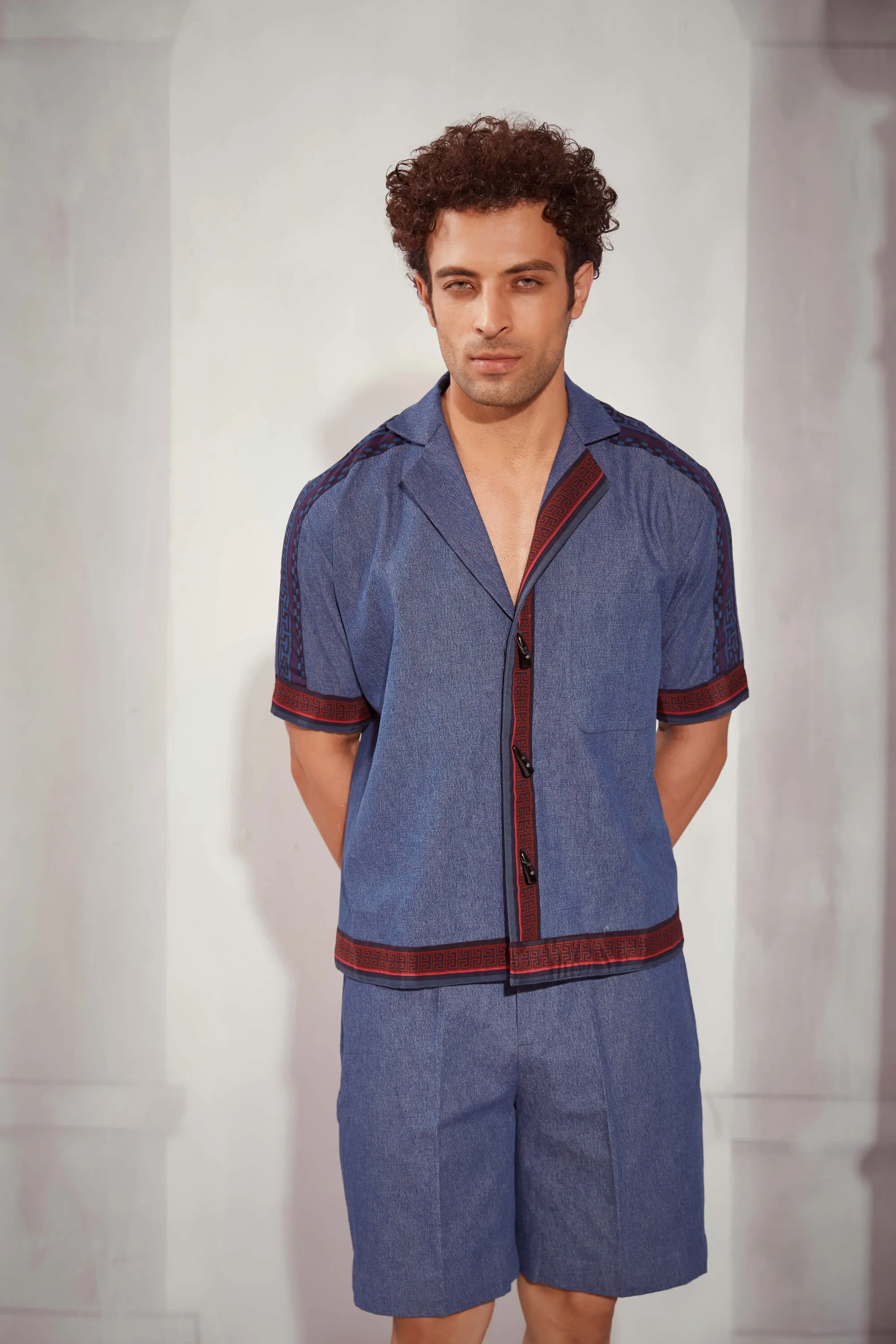 Denim blue shirt and shorts