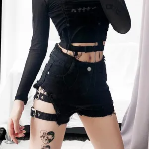 Denim Strap Shorts SD00460