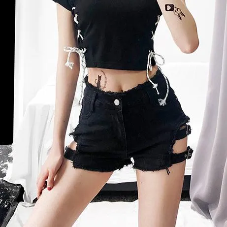 Denim Strap Shorts SD00460