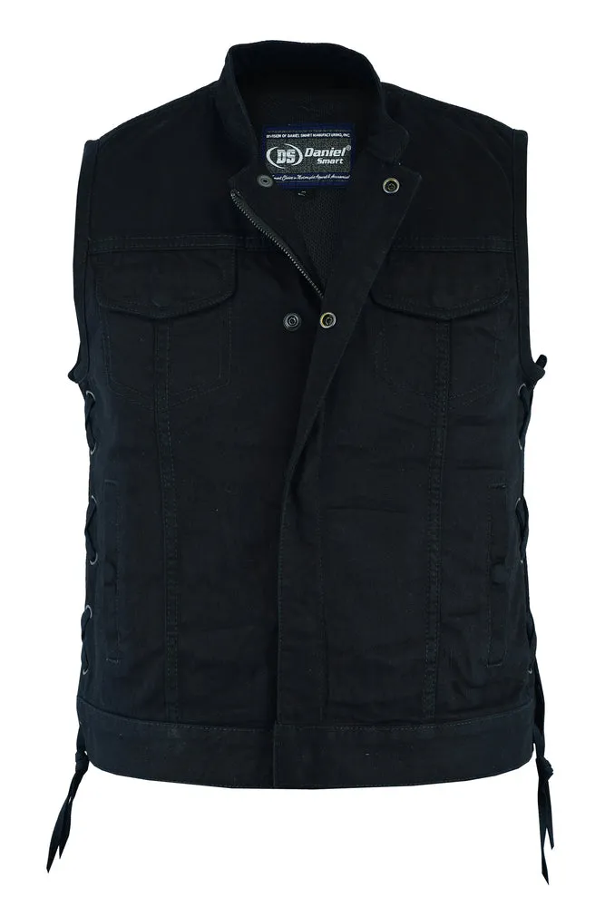 DM Women's Advance Side Laces Black Construction Denim Vest