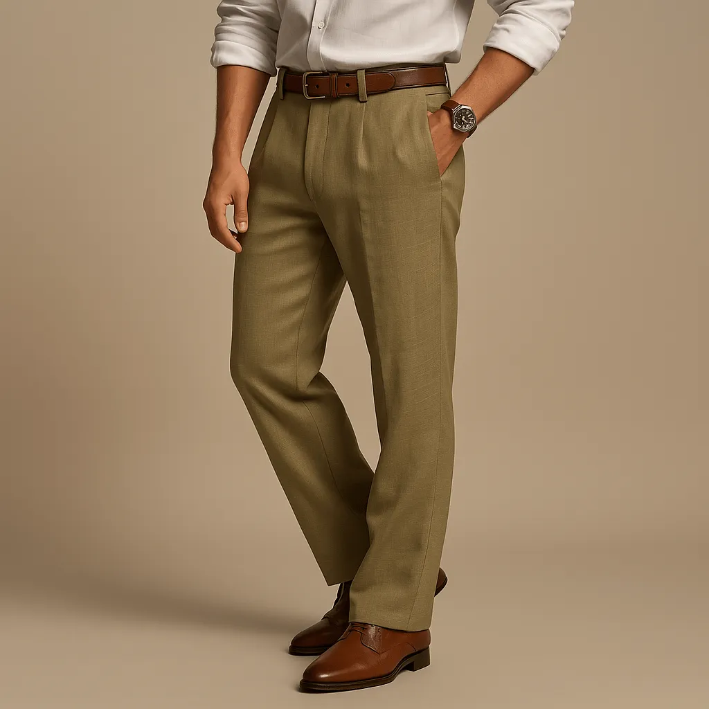 Domoir | Pleated Linen Blend Trousers