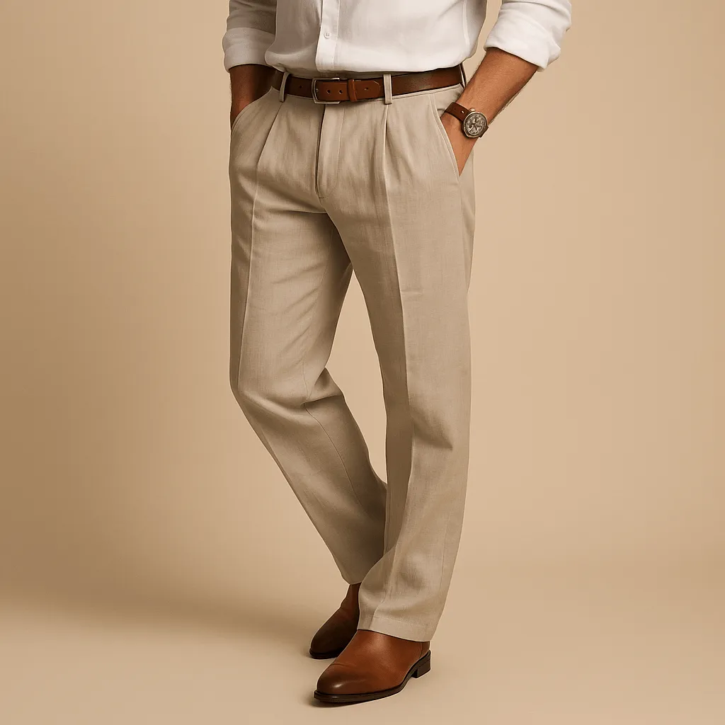 Domoir | Pleated Linen Blend Trousers