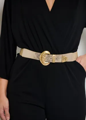 Elastic belt with metal buckle