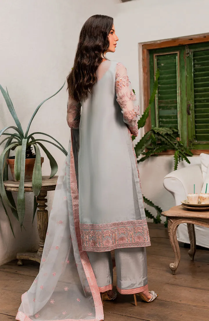 Elegant Candy Blue Embroidered Pakistani Salwar Kameez Dupatta Suit