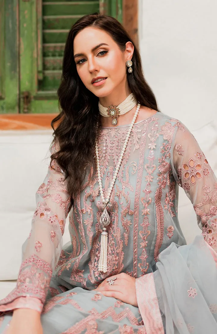 Elegant Candy Blue Embroidered Pakistani Salwar Kameez Dupatta Suit