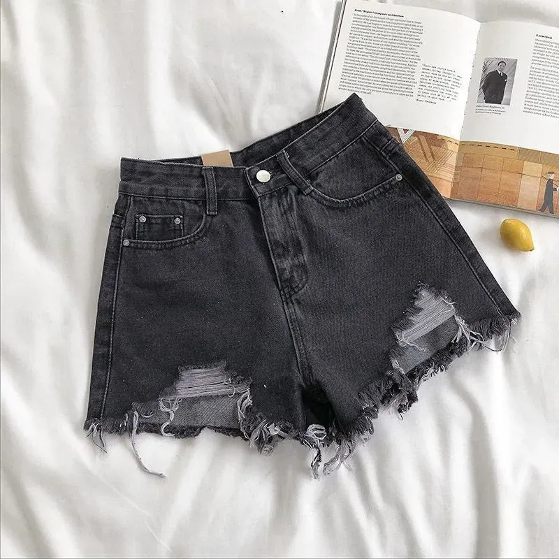 Elysian | Luxe High-Waist Ripped Denim Shorts