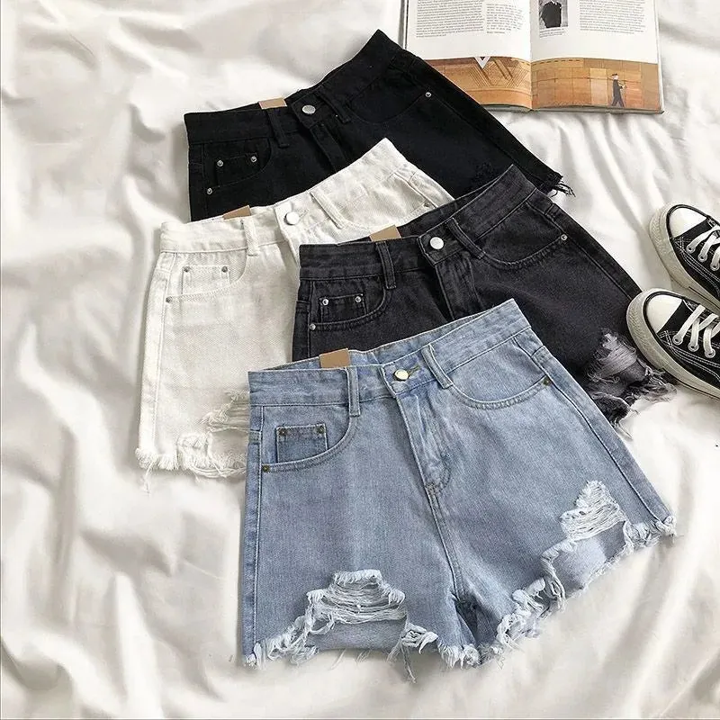 Elysian | Luxe High-Waist Ripped Denim Shorts