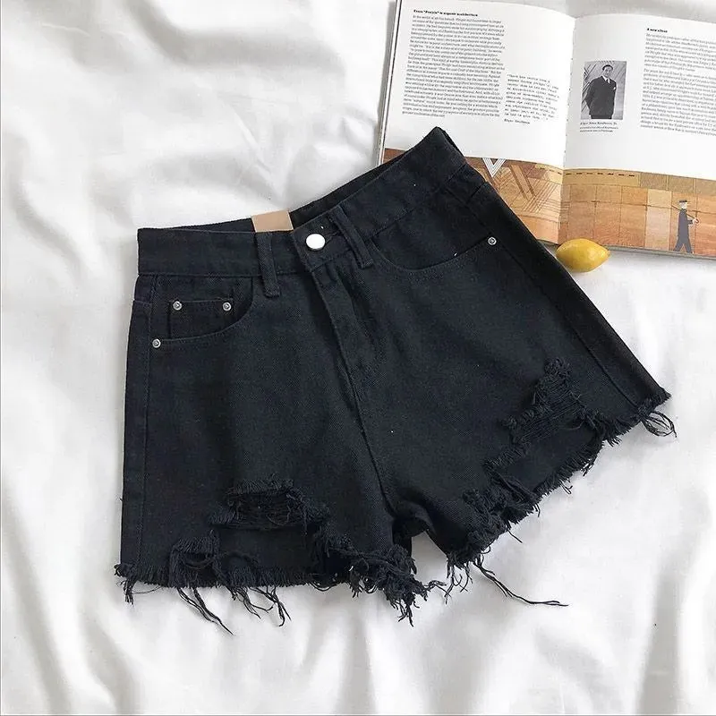 Elysian | Luxe High-Waist Ripped Denim Shorts