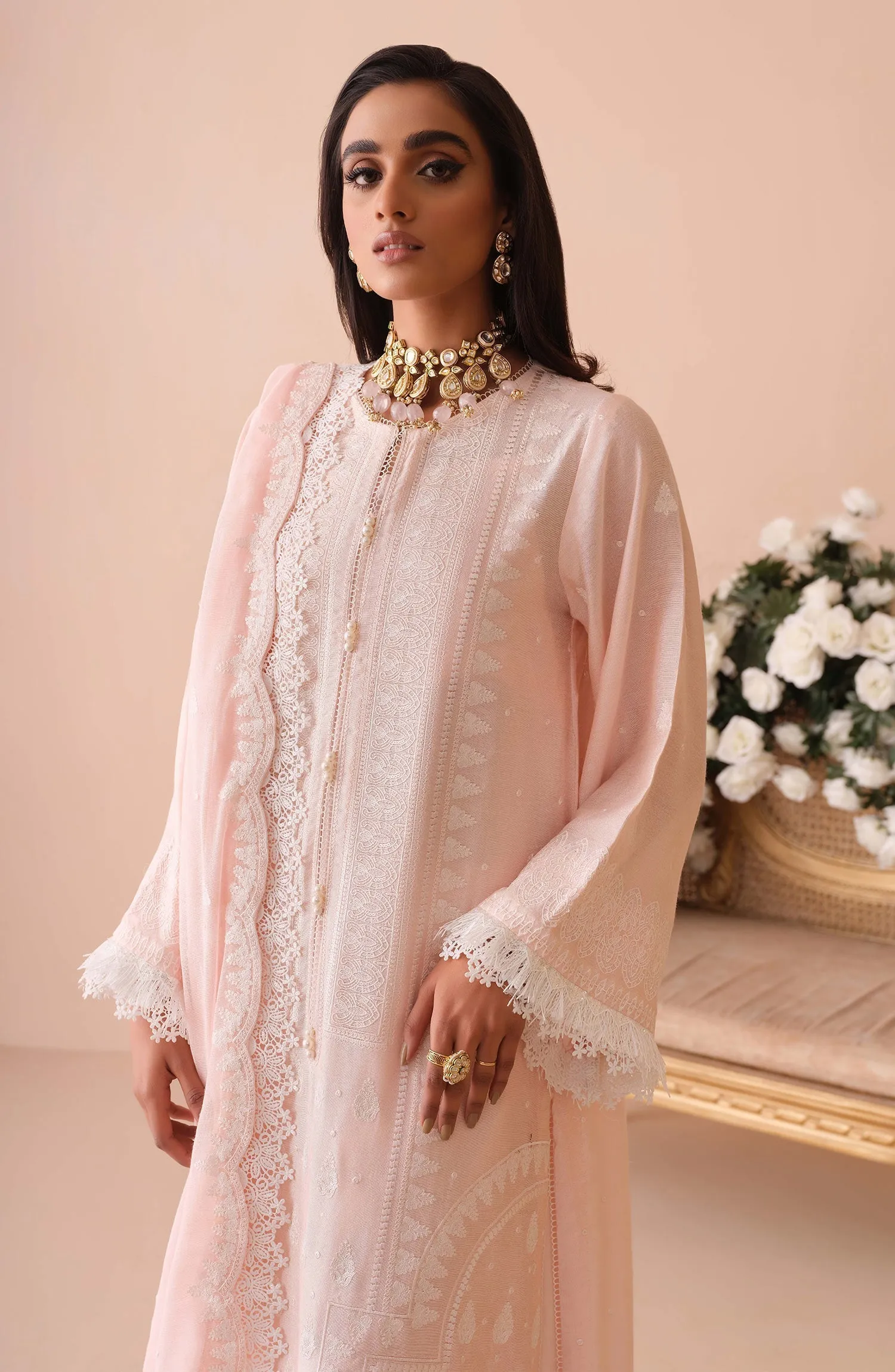 Embroidered Light Pink Kameez Trouser Pakistani Dress