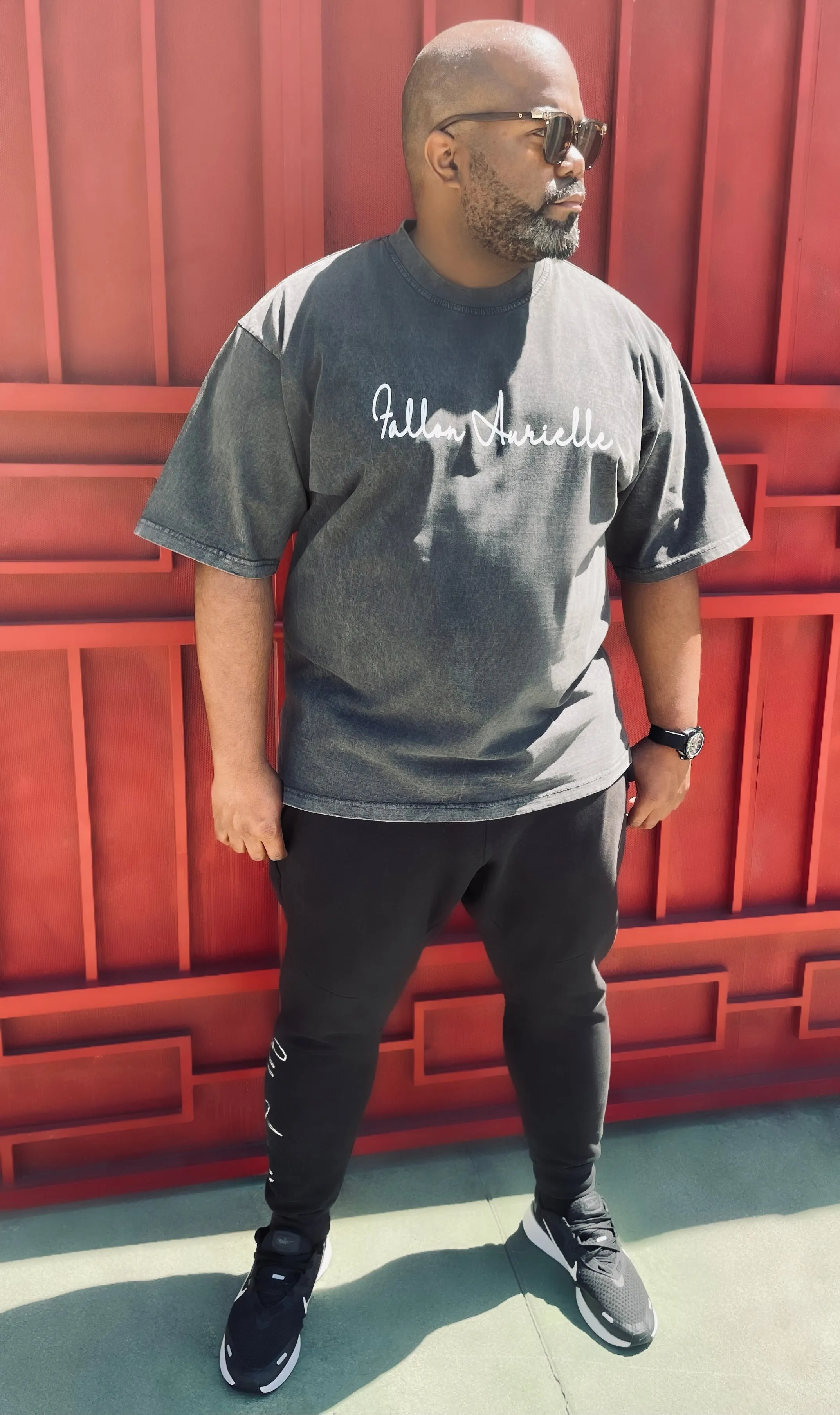 Fallon Aurielle Unisex Signature T-Shirt (Charcoal Gray & White)