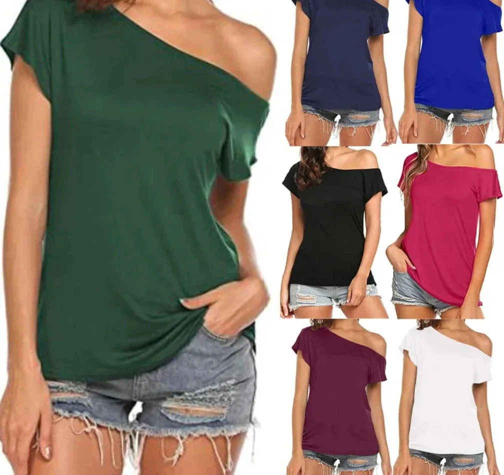 Fashion Women's tshirt Slim Casual Off Shoulder Short Sleeve T Shirts Summer Tops Tee Shirt Women Clothes