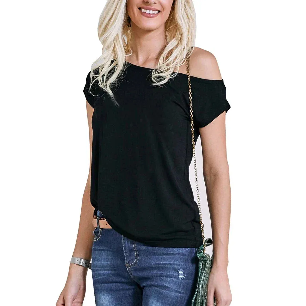 Fashion Women's tshirt Slim Casual Off Shoulder Short Sleeve T Shirts Summer Tops Tee Shirt Women Clothes