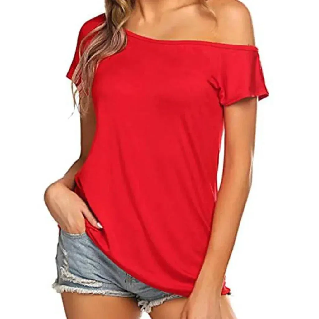 Fashion Women's tshirt Slim Casual Off Shoulder Short Sleeve T Shirts Summer Tops Tee Shirt Women Clothes