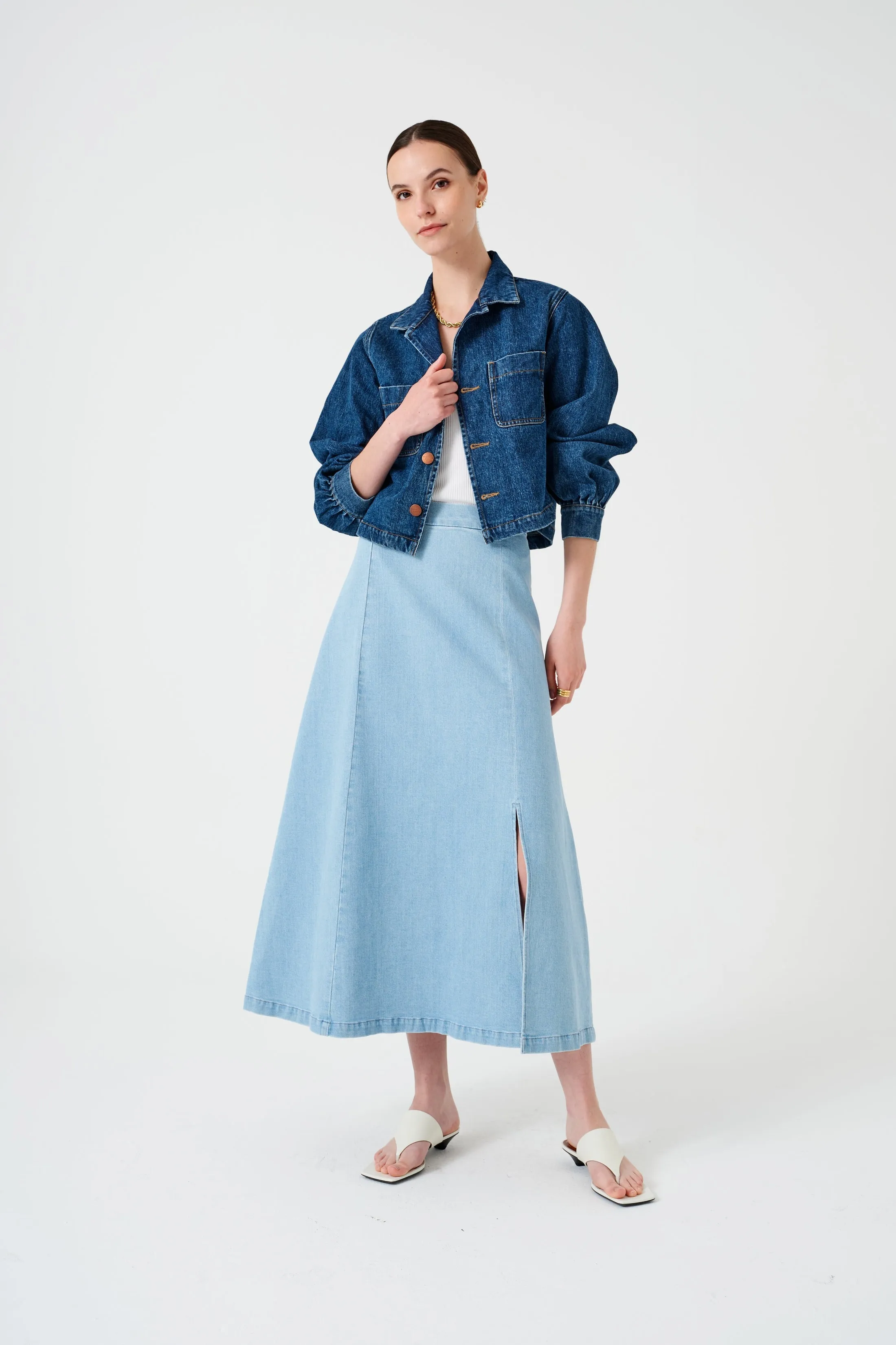 Faye Slip Skirt - Oceanic Blue