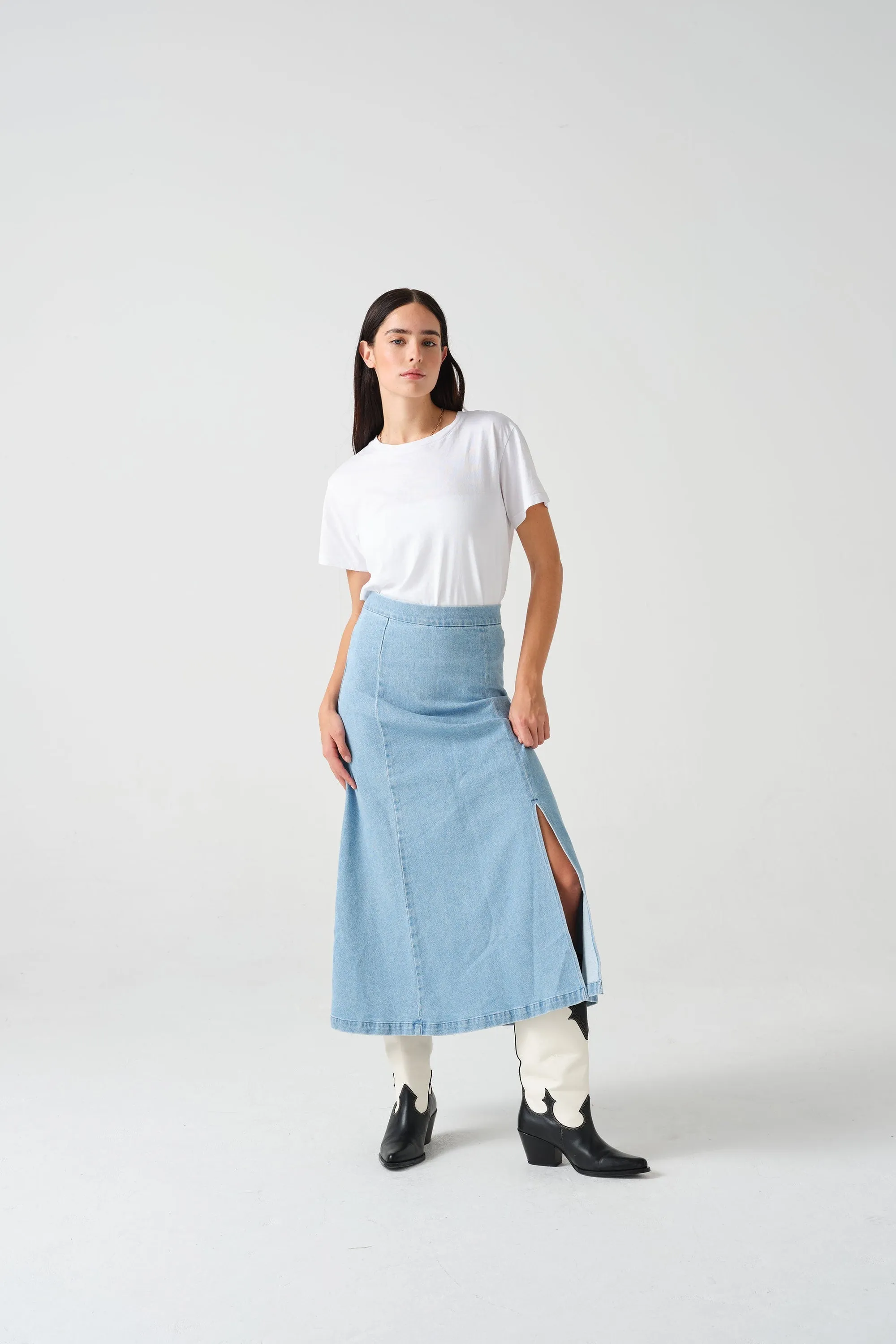Faye Slip Skirt - Oceanic Blue