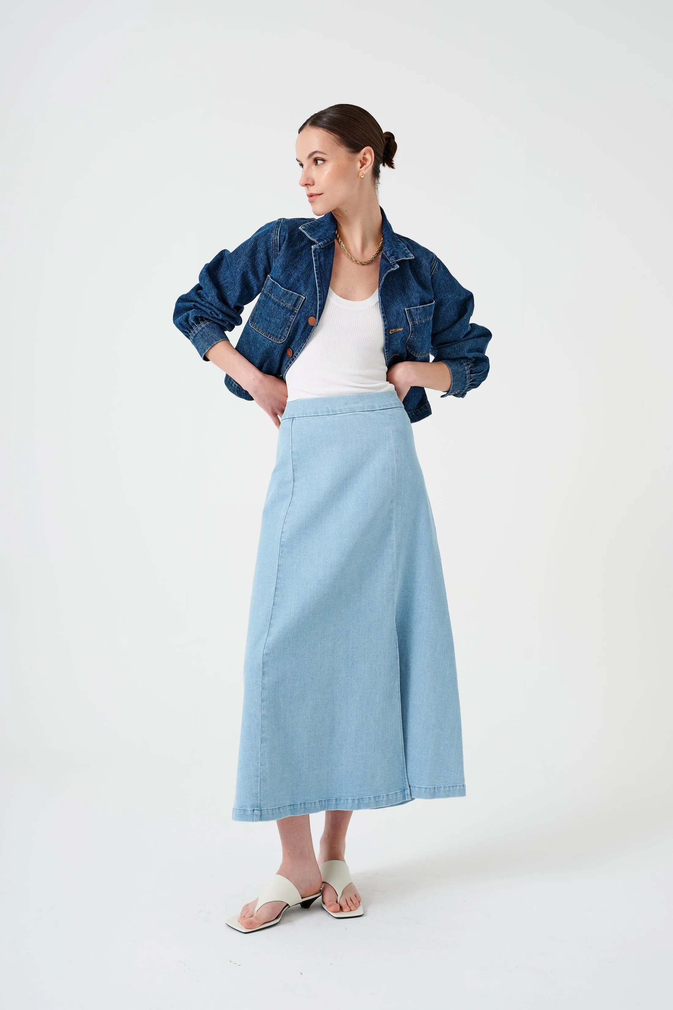 Faye Slip Skirt - Oceanic Blue