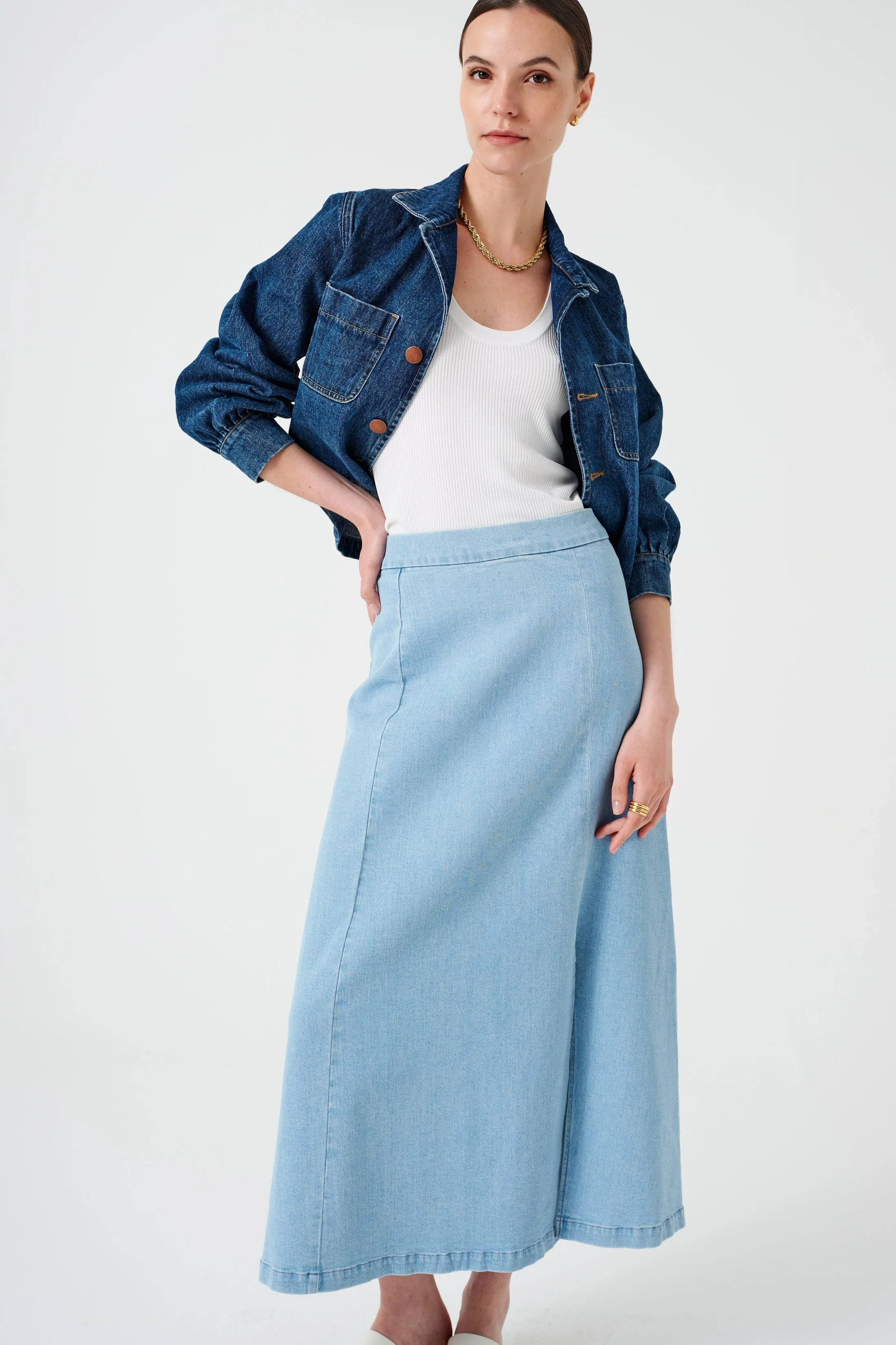 Faye Slip Skirt - Oceanic Blue