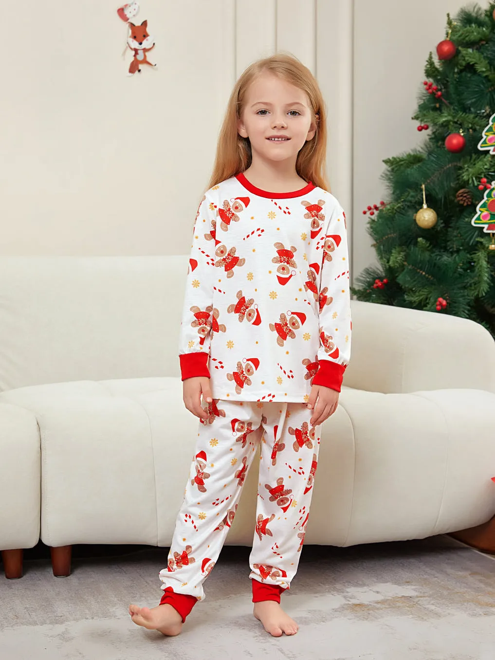 Festive Gingerbread Man Print Christmas Family Pajama Set for Holiday Cheer