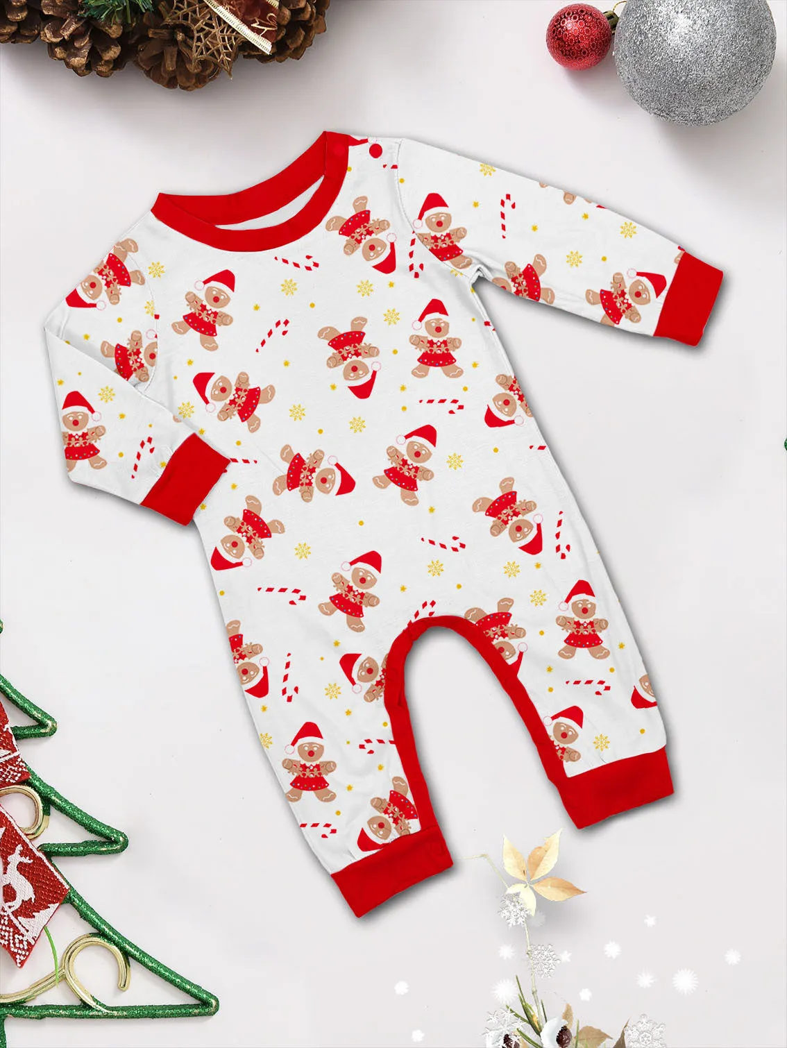 Festive Gingerbread Man Print Christmas Family Pajama Set for Holiday Cheer