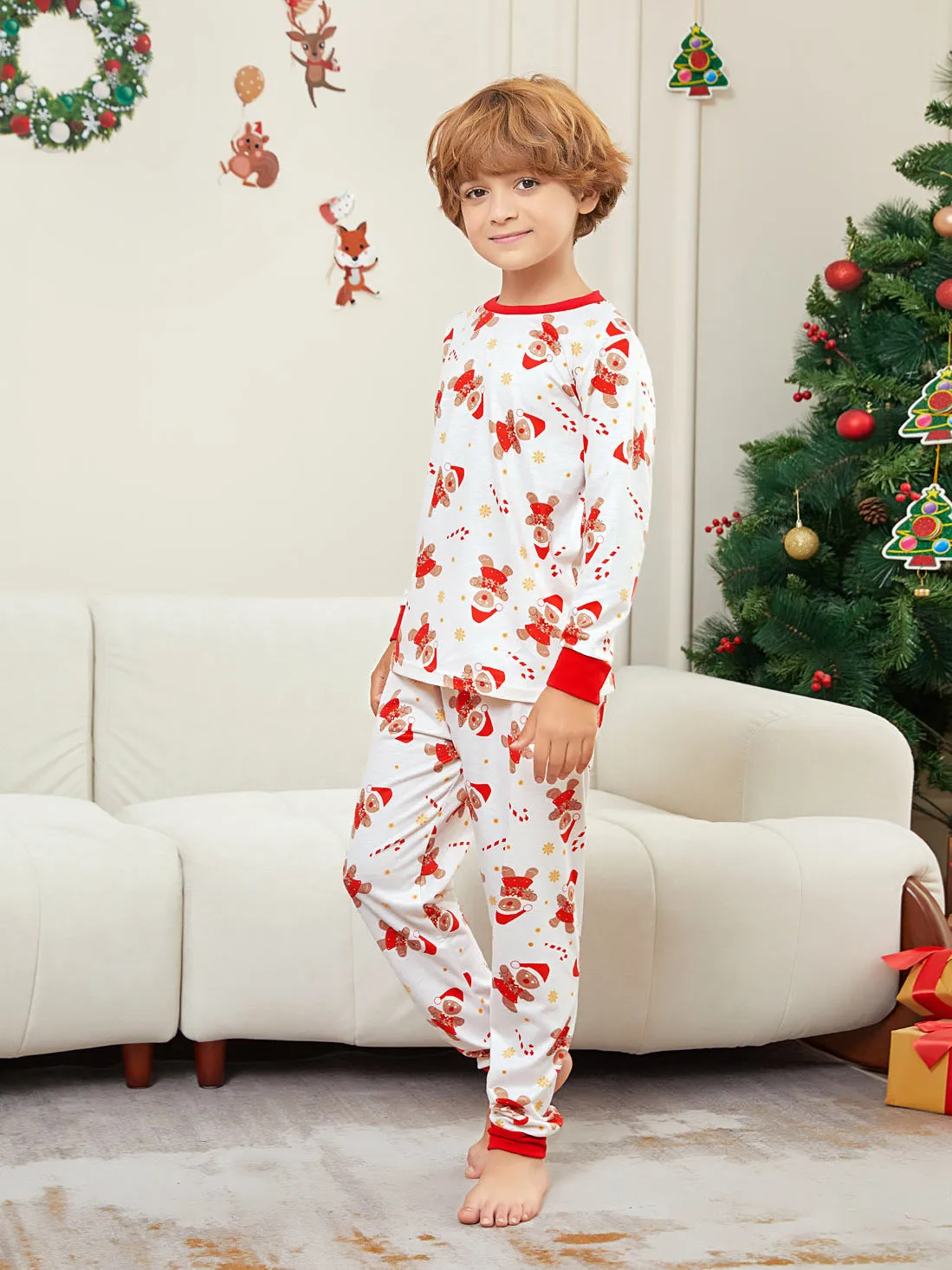 Festive Gingerbread Man Print Christmas Family Pajama Set for Holiday Cheer