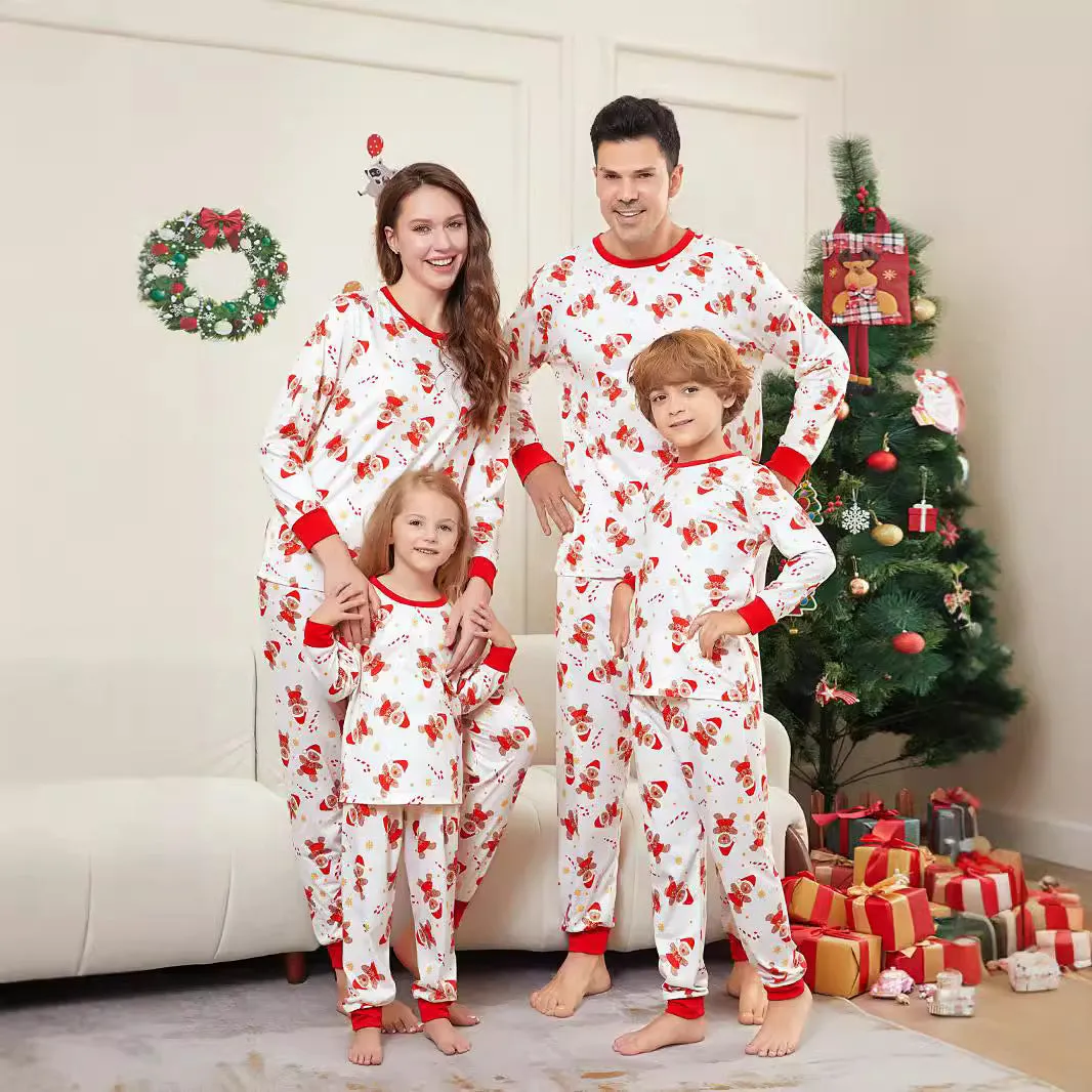 Festive Gingerbread Man Print Christmas Family Pajama Set for Holiday Cheer