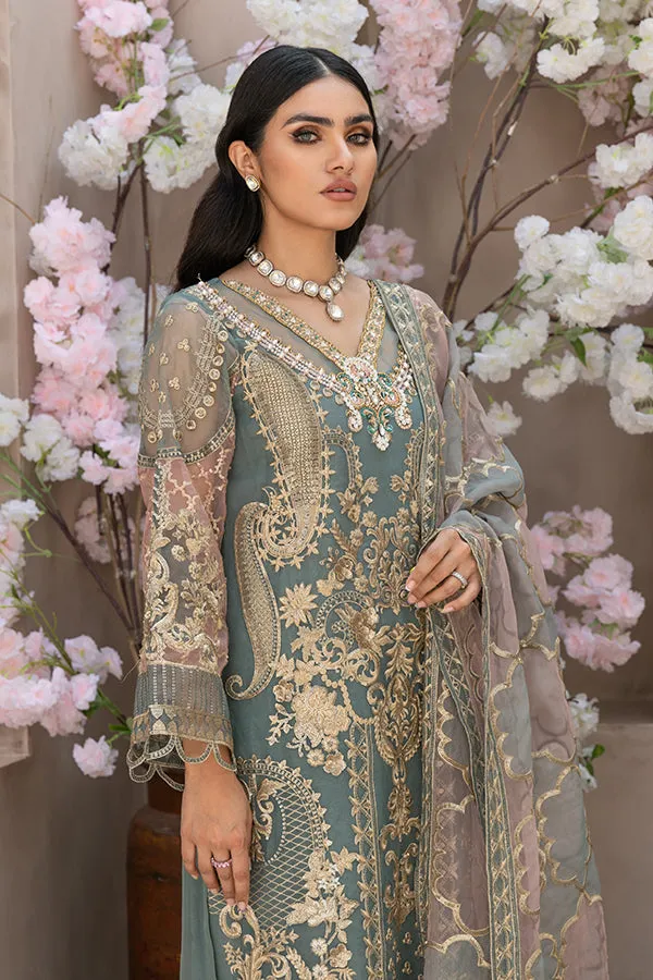 Festive Pakistani Embroidered Dress in Organza Kameez Trousers and Dupatta Style Eid Dress