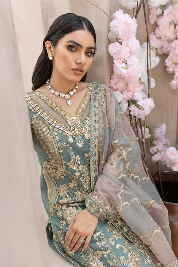 Festive Pakistani Embroidered Dress in Organza Kameez Trousers and Dupatta Style Eid Dress