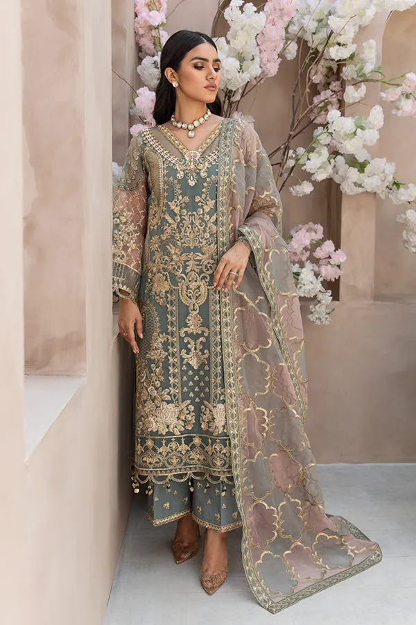 Festive Pakistani Embroidered Dress in Organza Kameez Trousers and Dupatta Style Eid Dress