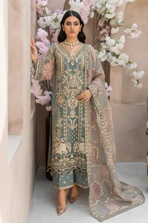 Festive Pakistani Embroidered Dress in Organza Kameez Trousers and Dupatta Style Eid Dress
