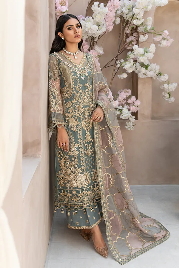 Festive Pakistani Embroidered Dress in Organza Kameez Trousers and Dupatta Style Eid Dress