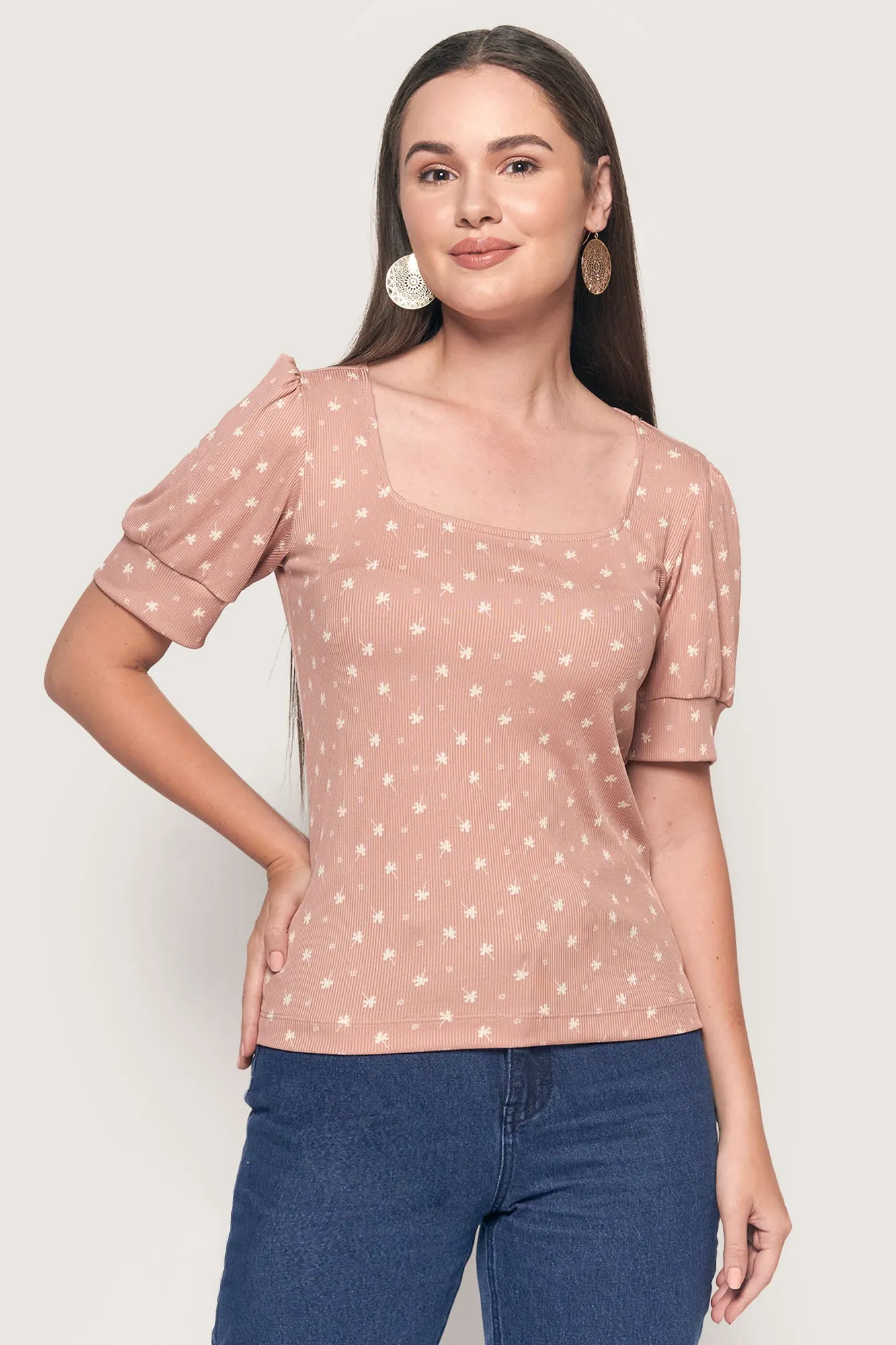 Floral Square Neck Tee
