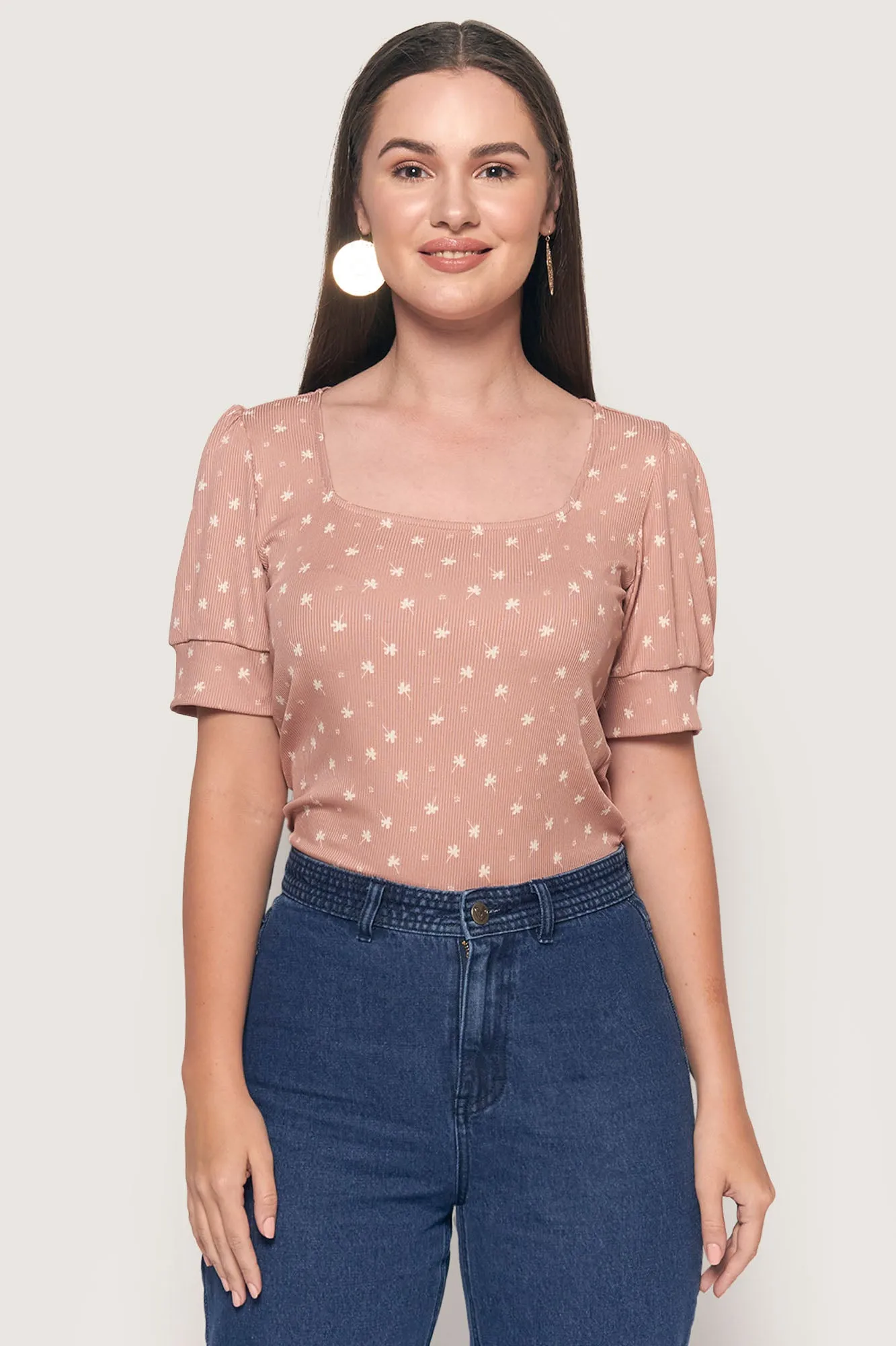 Floral Square Neck Tee