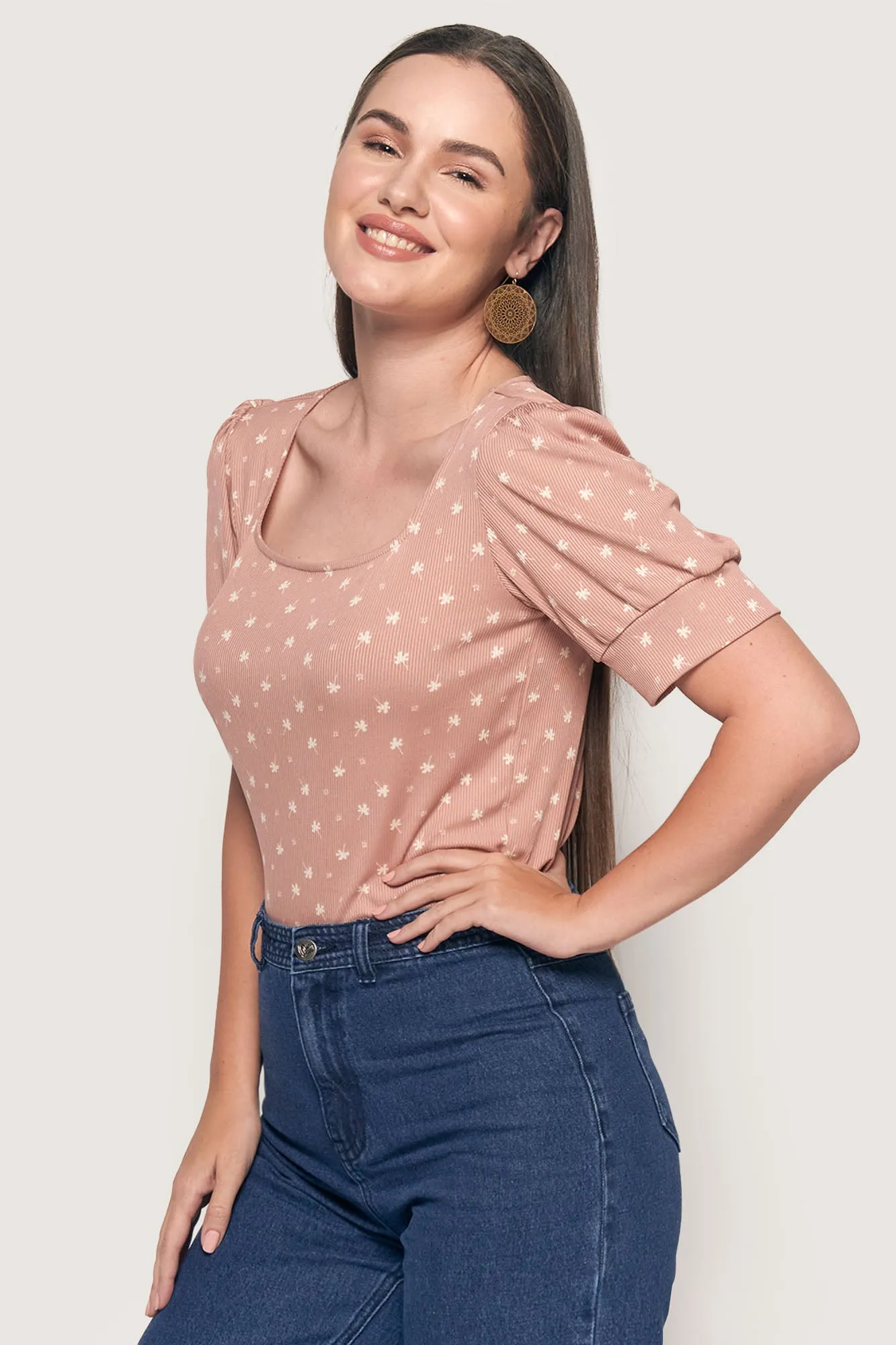 Floral Square Neck Tee