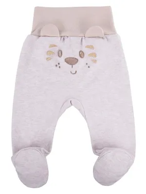 Footed Trousers, Ecru With Tiger Face On Rear