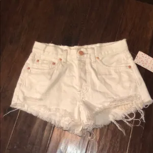 Free People ivory denim shorts