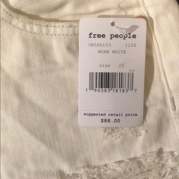 Free People ivory denim shorts