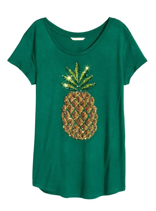 FRUIT PRINT CREW NECK SLIM T-SHIRT