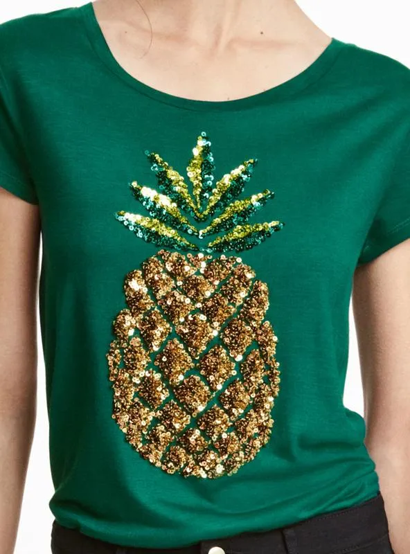 FRUIT PRINT CREW NECK SLIM T-SHIRT