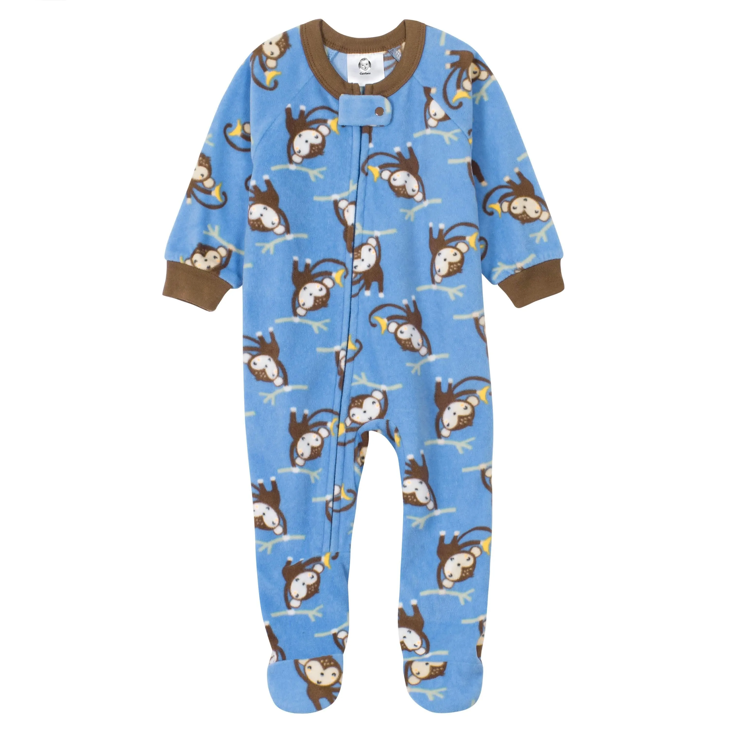 Gerber® 4-Pack Baby Boys Monkeys & Dinos Fleece Pajamas