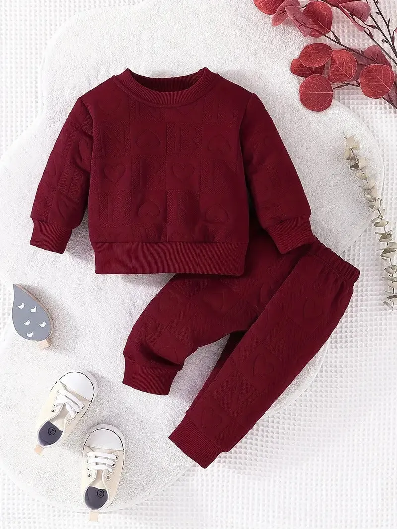 Girl's Cute Letter Design Sweat Suit